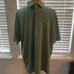Rhoback Green / White stripped performance polo tshirt XL